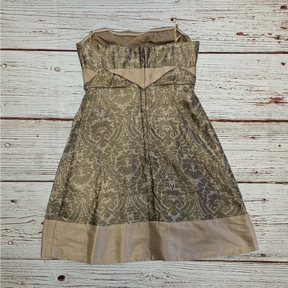 BCBG MaxAzria Strapless Gold/Pewter A line Cocktail Dress Sz 0 - Picture 7 of 11
